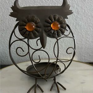 Vintage Owl Candle Holder Trinkets Metal MCM Vantage Home Interiors